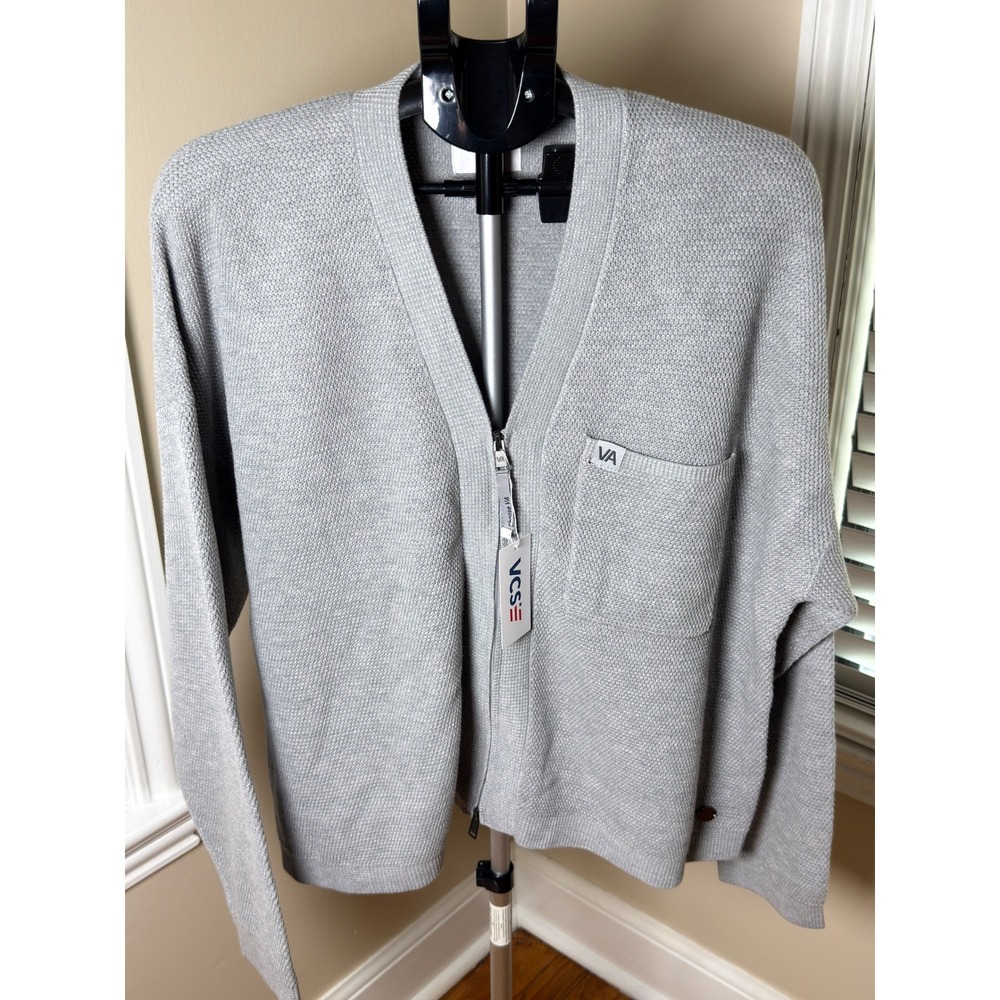 VCS Gray Heather Zip Up Cardigan Sweater Womens XL K68L156 Cotton Blend NWT